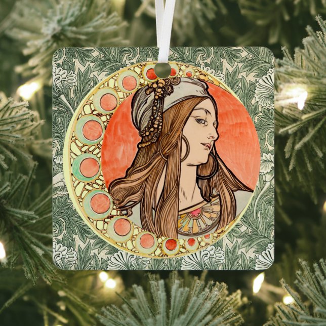 Goddess of beauty by Alphonse Maria Mucha  Metal Ornament (Insitu)