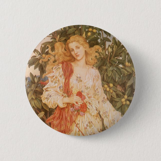 Goddess of Blossoms and Flowers, Flora by Morgan Pinback Button (Front)