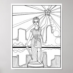 Goddess of Liberty Statue Austin Coloring Page Art Poster