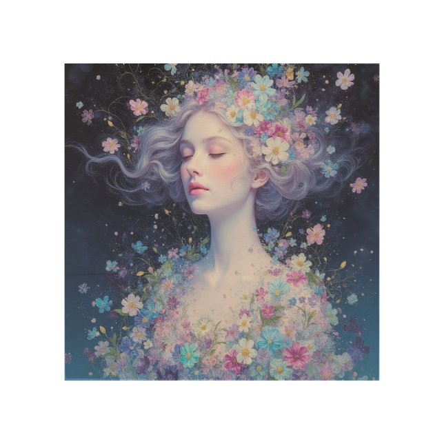 “Goddess of Light – Blooming Serenity Wood Wall Ar Art (Front)