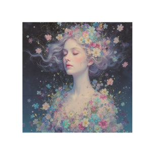 “Goddess of Light – Blooming Serenity Wood Wall Ar Wood Wall Art