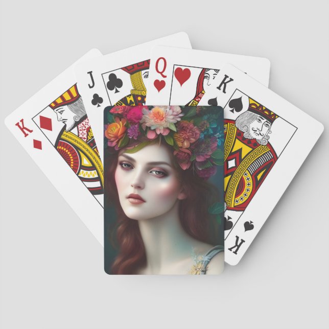 Goddess of Love Stunning Flower Portrait  Poker Cards (Back)