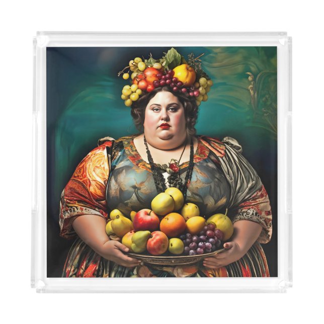 "Goddess of Overindulgence" Colourful Portrait     Acrylic Tray (Front)