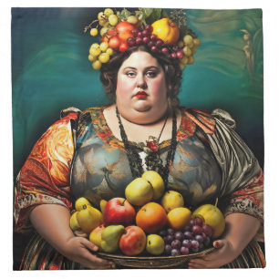 "Goddess of Overindulgence" Colourful Portrait Cloth Napkin