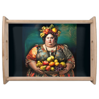 "Goddess of Overindulgence" Colourful Portrait     Serving Tray