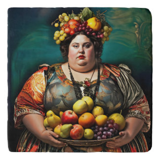"Goddess of Overindulgence" Colourful Portrait     Trivet