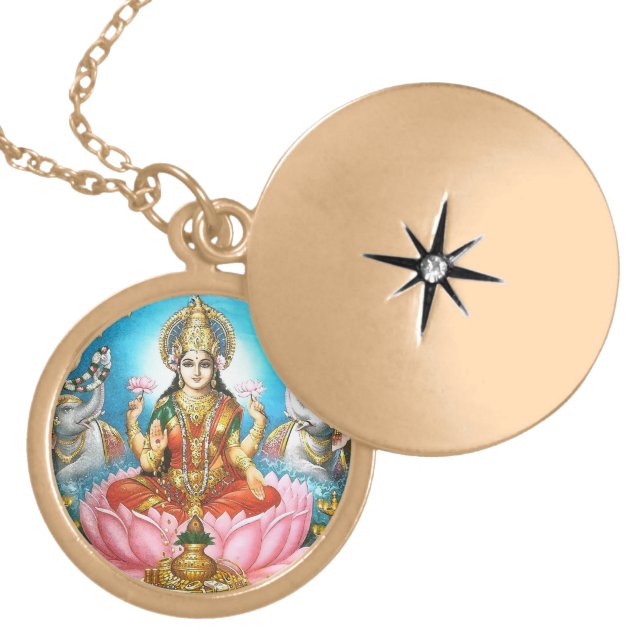 Goddess of Prosperity Lakshmi Gold Plated Necklace (Front)