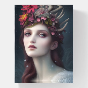 Goddess of Winter Fantasy Floral Portrait Paperweight