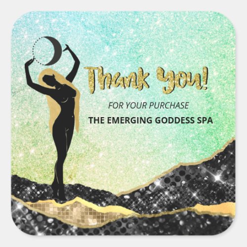  Goddess Ombre Pastel Glitter THANK YOU  Square Sticker