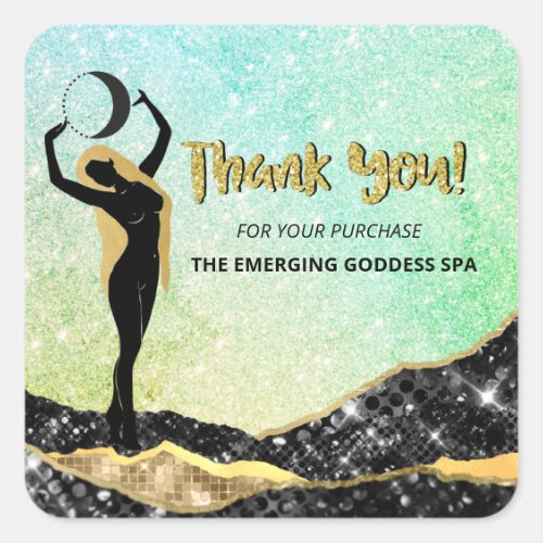 *~* Goddess Ombre Pastel Glitter THANK YOU  Square Sticker