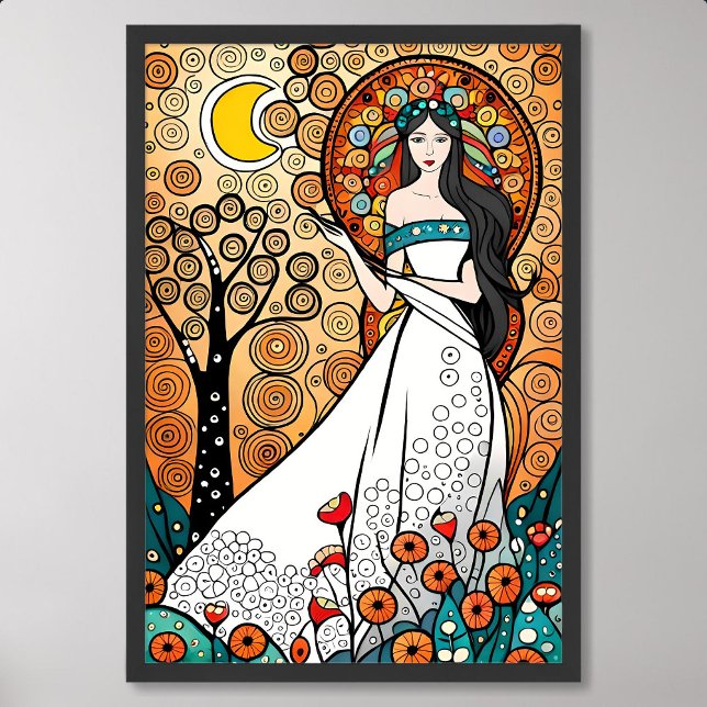 goddess painting fertility nature flower tree moon poster (goddess painting fertility nature flower tree moon)