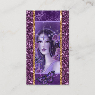 Goddess purple butterflies art by Renee Lavoie Business Card