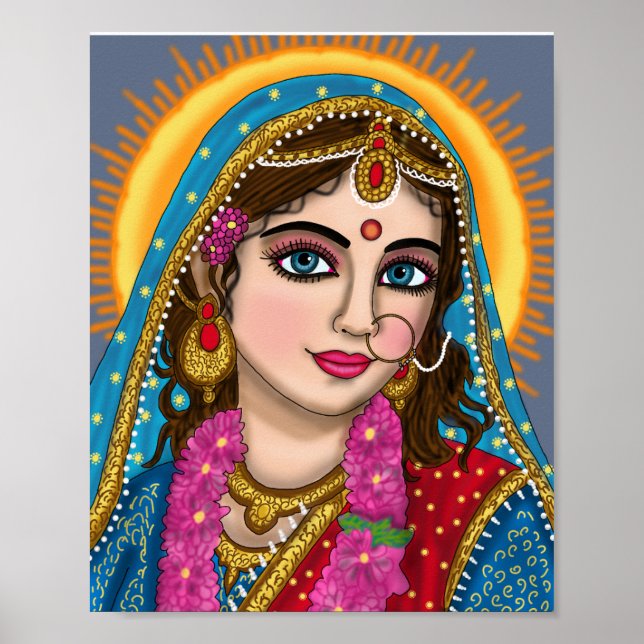 Goddess Radha Poster | Divine Hindu Devi Radha Spi (Front)