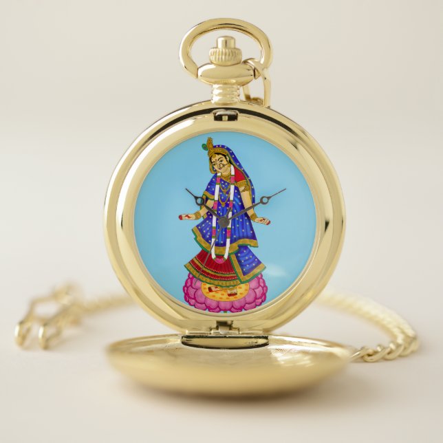 Goddess Radha Wall Clock Pocket Watch (Inside)