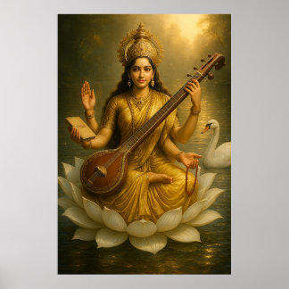 Goddess Saraswati | The Divine Muse of Knowledge Poster