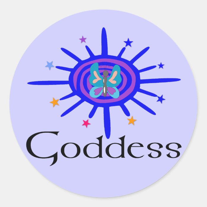 Goddess Sun and Stars Round Stickers