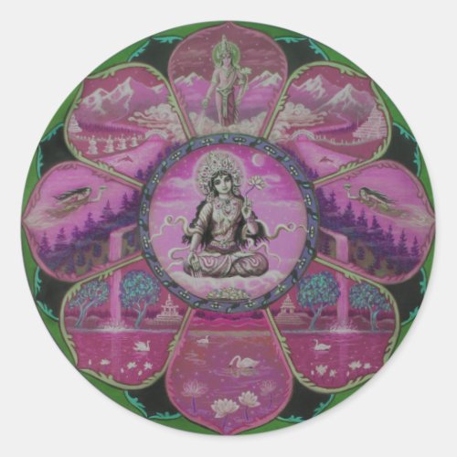 Goddess Tara Mandala Classic Round Sticker