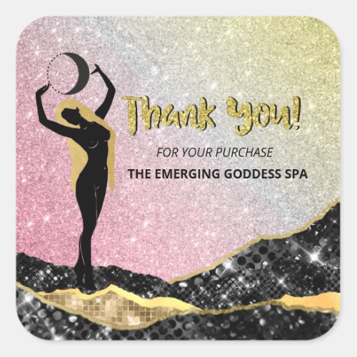  Goddess THANK YOU   Ombre Pastel Glitter Square Sticker