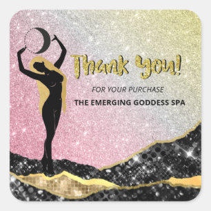 *~* Goddess .THANK YOU + Ombre Pastel Glitter Square Sticker