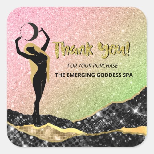  Goddess THANK YOU _ Ombre Pastel Glitter Square Sticker