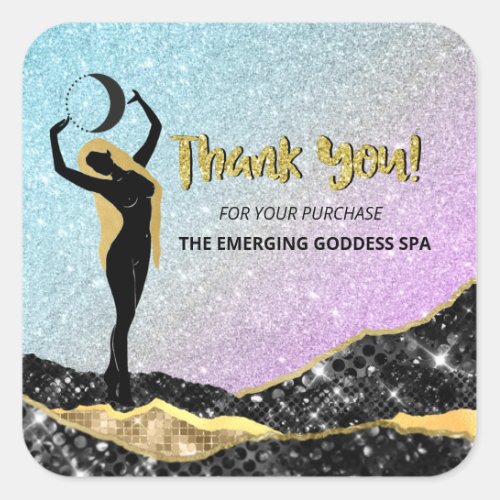  Goddess  THANK YOU  Ombre Pastel Glitter  Square Sticker