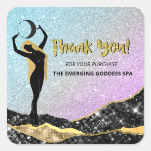 *~* Goddess . THANK YOU Ombre Pastel Glitter Square Sticker