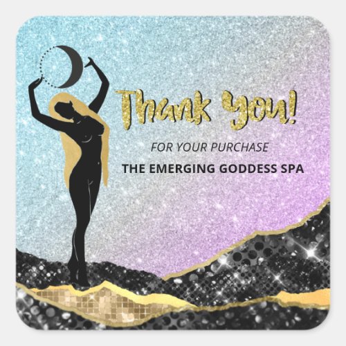 *~* Goddess . THANK YOU  Ombre Pastel Glitter  Square Sticker