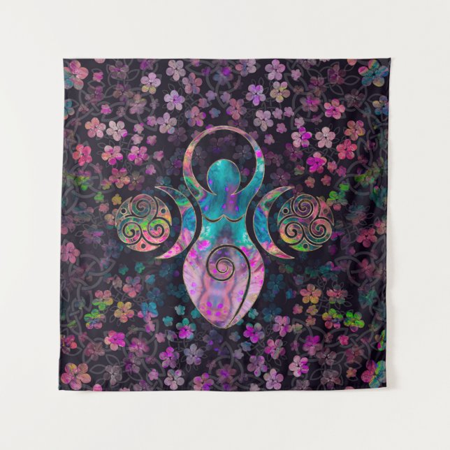 Goddess Triple moon with triskele Tapestry (Front)