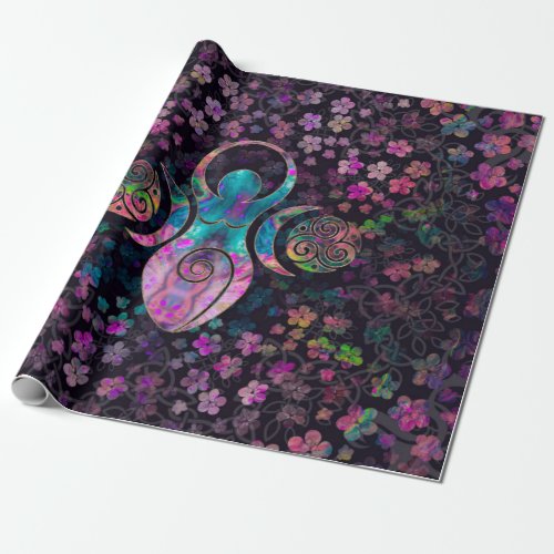 Goddess Triple moon with triskele Wrapping Paper