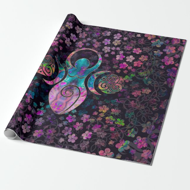 Goddess Triple moon with triskele Wrapping Paper (Unrolled)