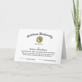 Goddess University Diploma Customizable Card