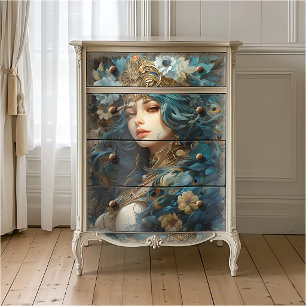 Goddess with Peacock Headdress Art Nouveau Tissue Paper
