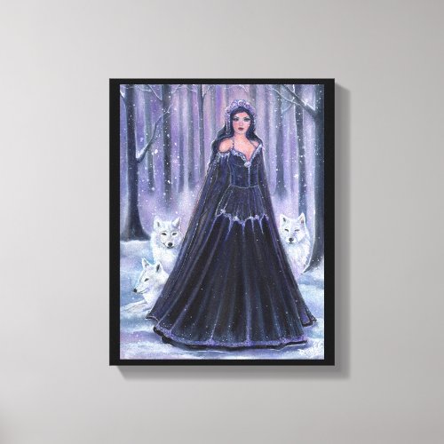 Goddess with wolves by Renee Lavoie  Canvas Print