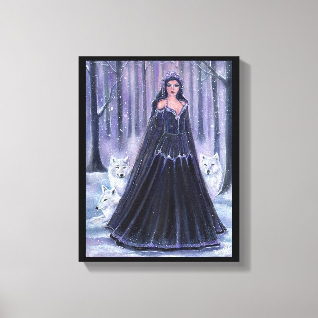 Goddess with wolves by Renee Lavoie  Canvas Print (Front)
