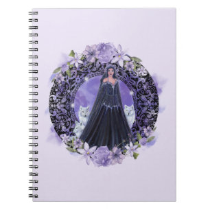 Goddess with wolves by Renee Lavoie Notebook