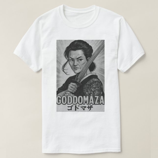 GODDOMAZA SAMURAI BW POSTER  T-Shirt (Design Front)