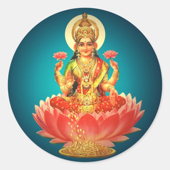 Godess Laxmi Classic Round Sticker (Front)