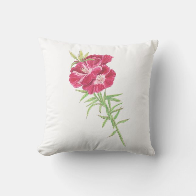 Godetia and Cornflower  throw pillow (Front)