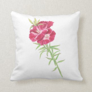 Godetia and Cornflower  throw pillow