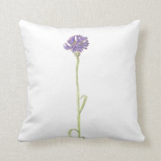 Godetia and Cornflower  throw pillow