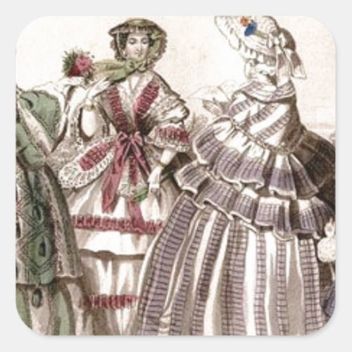 Godeys Ladies Book Victorian Fashion Plate Weddin Square Sticker
