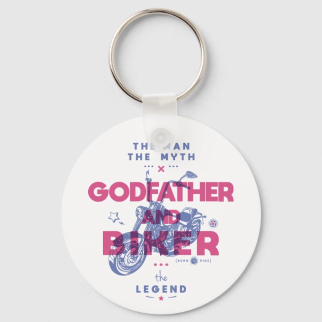 Godfather and biker the man the myth the legend keychain (Front)
