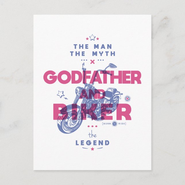 Godfather and biker the man the myth the legend postcard (Front)