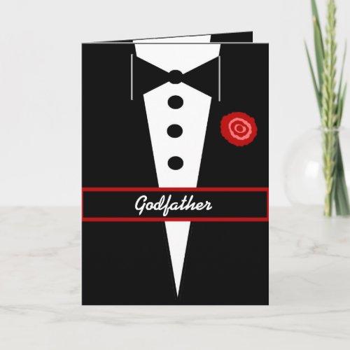GODFATHER Be My Best Man Card with Tux and Rose