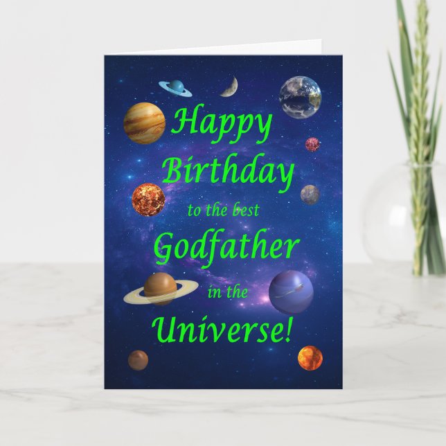 Godfather Birthday Best in the Universe  Card (Front)