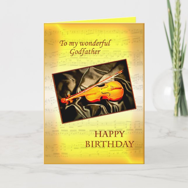 Godfather birthday card with a violin (Front)