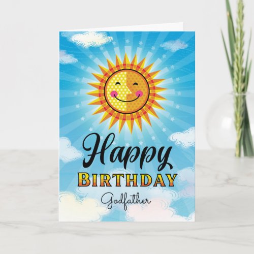 Godfather Birthday Yellow Smiling Sun Card