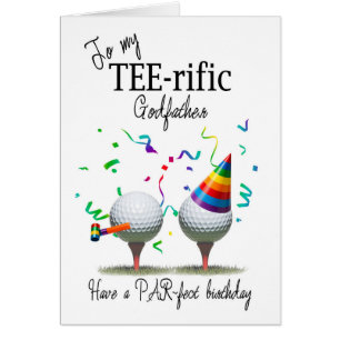 Godfather Golf Balls on Tees Birthday Cards