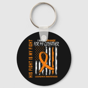 Godfather Leukemia Cancer Awareness American Flag Keychain