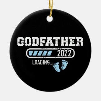 Godfather loading 2022 for pregnancy announcement ceramic ornament